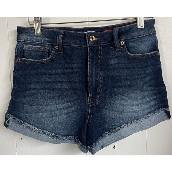 EUC Celebrity Pink Blue Distressed Cuffed Stretch The Deb Jean Denim Shorts 9/29 - Picture 1 of 5